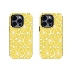 キュートな夏のレモン柄スマホケース トレンドのイエローフローラル柄 iPhone 16 15 14 13 12、Samsung S24FE S23 S22 A74 A54 A14用カバー