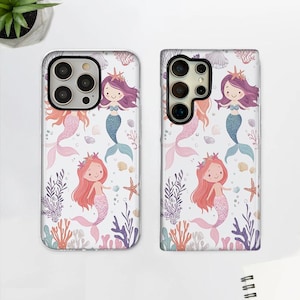 Funda para teléfono resistente con diseño de sirena, estilo náutico, costero y caprichoso para iPhone PRO Max Plus 16 15 14 13 / Pixel 9 8 7 6 / Galaxy S 25 24 23