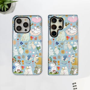 Moomins Handyhülle passend für iPhone 16e 15 14 13 Pro 12 Xs 7 SE, Moominvalley Handyhülle passend für Samsung S25+ A26 A36 A56 S24 S23 S22 S21 FE S20 A72
