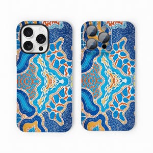 Funda para teléfono con diseño abstracto de olas del océano: funda colorida de estilo indígena para iPhone, funda bohemia vibrante para iPhone y Samsung.