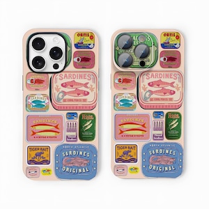 Sardine Handytasche Sommer Fisch Collage Meerestiere Abdeckung ästhetik Fischer iPhone 11 iPhone 12 iPhone 13 iPhone 14 iPhone 15 iPhone 16 Pro