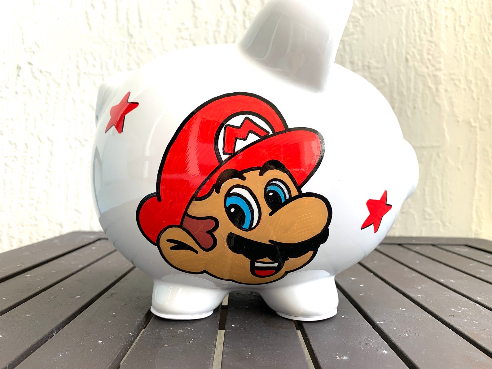 Personalized Large Piggy Bank Nintendo Mario Ring Bearer Etsy