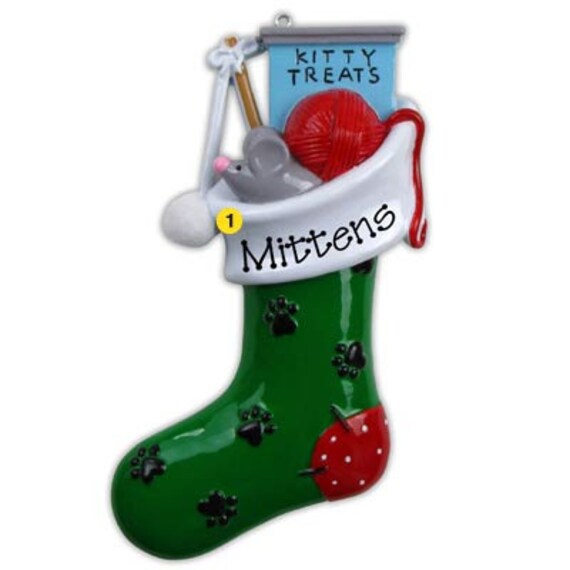 PERSONALIZED CHRISTMAS ORNAMENT PETS-KITTY STOCKING 