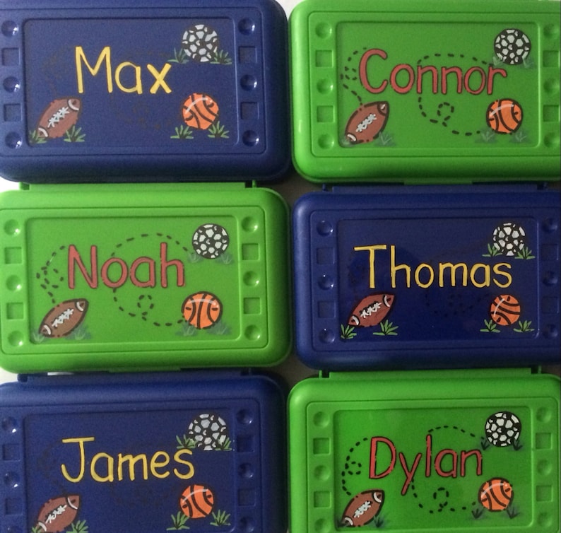 Personalized Sports pencil case art case crayon box Etsy