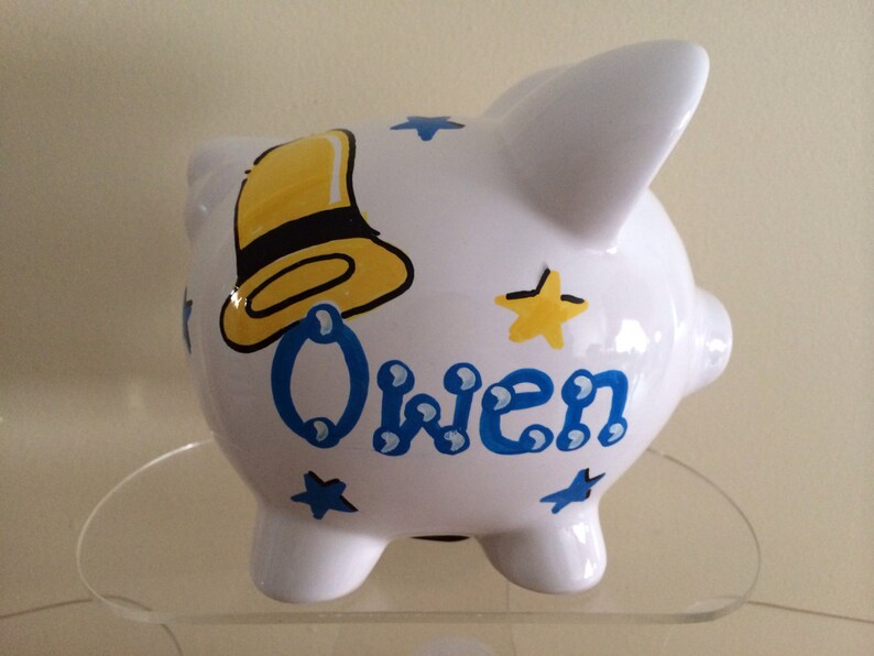 Personalized Curious Piggy Bank newborns Boys Etsy