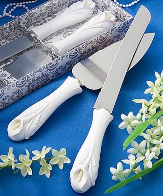 Calla Lilly Cake Knife Server Wedding Anniversary Bridal Etsy