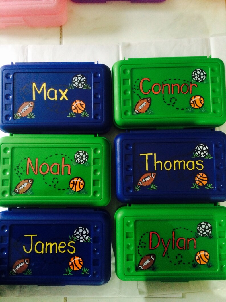 Personalized Sports pencil case art case crayon box Etsy