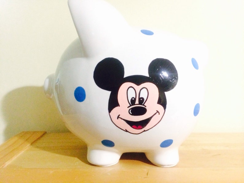 Personalized Large Piggy Bank Disney Mickie Mouse Polka Etsy