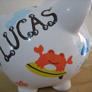 Personalized Large Piggy Bank Monkey Ocean theme Carter's | Etsy