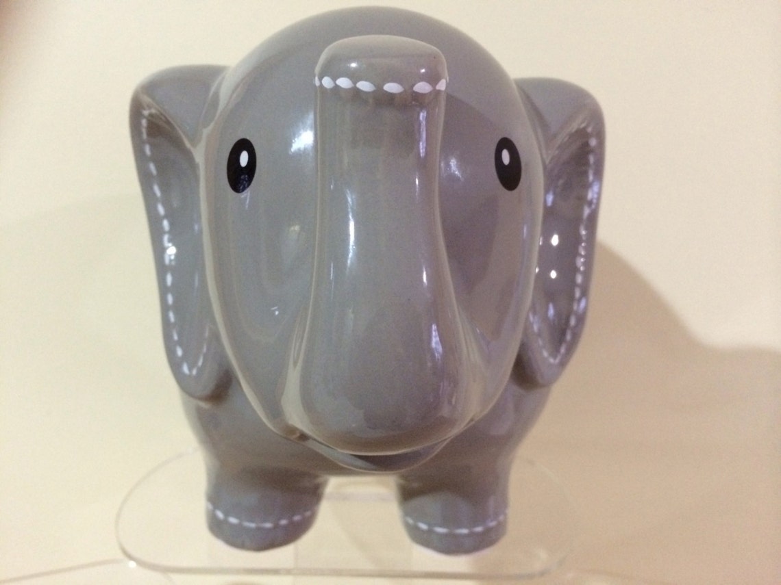 Personalized Large Gray Elephant Piggy Bank Newborns Etsy
