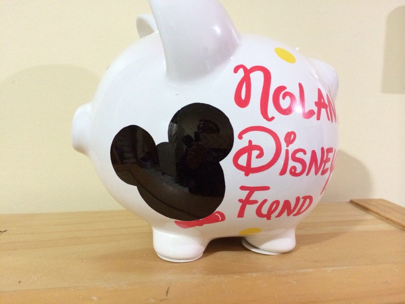 Personalized Large Piggy Bank Disney Minnie Mouse Polka Etsy