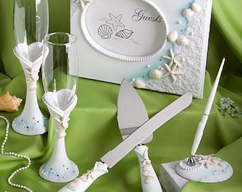 Guest book Pen Toasting flutes Cake Server set  Carriage Fairytale Wedding 