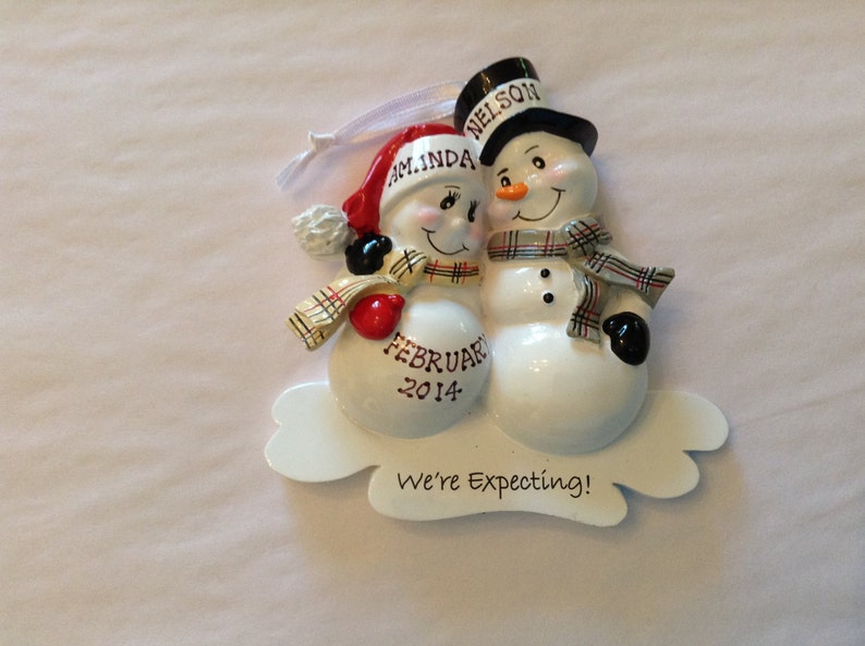 Personalized Christmas Ornament Pregnant Snowman Couple With | Etsy