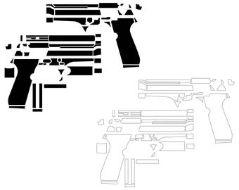 Beretta 92 FS GUN Blank SVG Template Vector File for Laser Engraving EZCad 2 and Lightburn Cnc Router