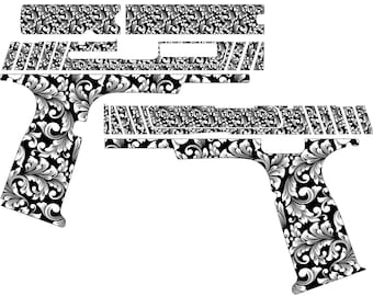 S&W SD40 VE GUN Scroll Pattern vector file for laser cutting engraving, cnc router, cricut, digital cutting file