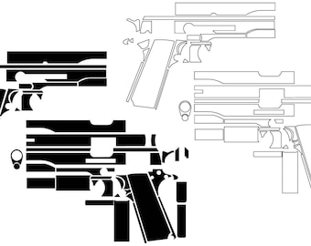 Colt Government 1911 GUN Blank Template File for  Laser Engraving EZCad 2 and Lightburn CNC Router