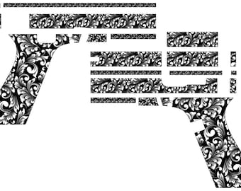 Glock 17 Gen 3 GUN Scroll Pattern vector laser Engraving Svg Template File for Laser Engraving
