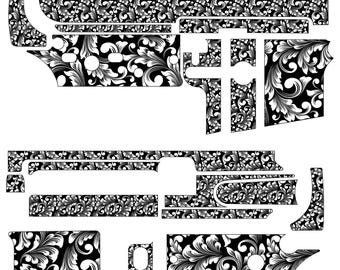 AR 15 GUN Scroll Pattern vector ,laser Engraving SVG Template File for Laser Engraving