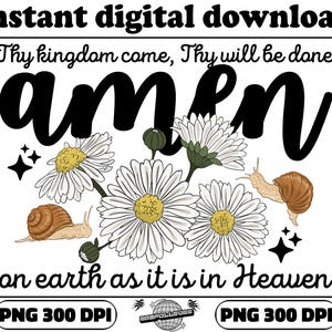 Floral Amen Christian easter png, sublimation, dtf transfer, retro amen png, Jesus png, daisy png, cross png, bible verse png, scripture png