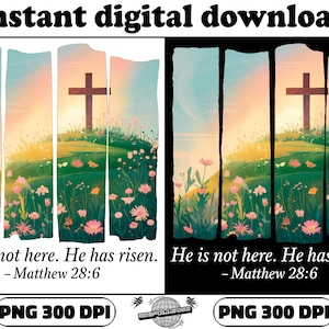 Lui è risorto PNG Wildflower Png Primavera Pasqua Sublimazione Disegni Pennellate PNG Estetico Boho DTF Trasferimenti Pasqua Cristiano Gesù