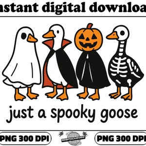 Just a Spooky Goose PNG, Funny Halloween Goose Png, Goose in Halloween Costumes Sublimation, Cute Horror Png, Spooky Goose Png