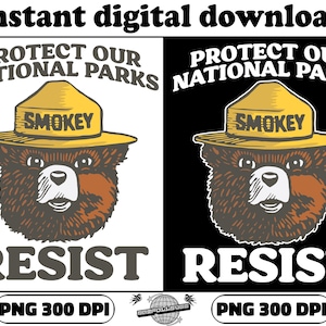Protect Our National Parks PNG, Smokey Bear Resist PNG, Retro Vintage Conservation Sublimation, Environmental Activist Png, Nature Lover PNG
