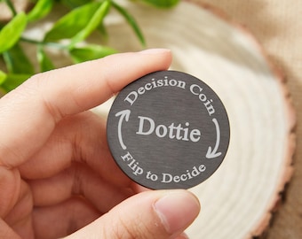 Custom Engraved Brass Coin,Custom Answer Coin,Flip to Decide,Decision Making Coin,Couples Date Night,Decision Maker Engraved Couples Coin
