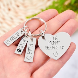 Custom Family Keyring,Custom Kids Name Keychain,Heart Key Ring For Mum From Kids,Mum Nanny Birthday,Mothers Day Gift,Gift for Grandma