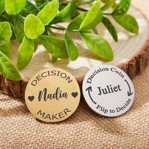 Custom Engraved Coin,Custom Decision Coin,Decision Flip Coin,Couples Flip Coin,Double sided Coin,Flip to Decide,Metal Decision Coin