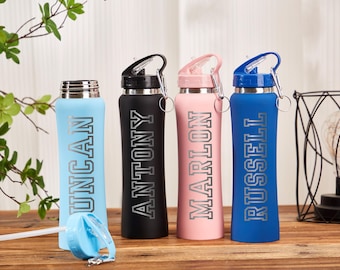 Personalisierte Edelstahl Wasserflasche, Name Wasserflasche, 20 Unzen Thermosflasche, Heiß Kalt Thermoskanne,Fußball Volleyball Basketball Team Geschenk