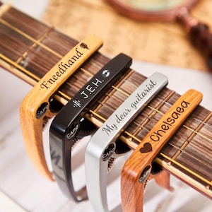 Personalized Engraved Metal Guitar Capo,Wood or Metal Guitar Capo,Guitar Accessories,Music Gift for Guitarist Musician,Gift for Guitarist