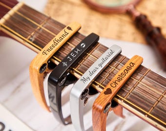 Personalized Engraved Metal Guitar Capo,Wood or Metal Guitar Capo,Guitar Accessories,Music Gift for Guitarist Musician,Gift for Guitarist