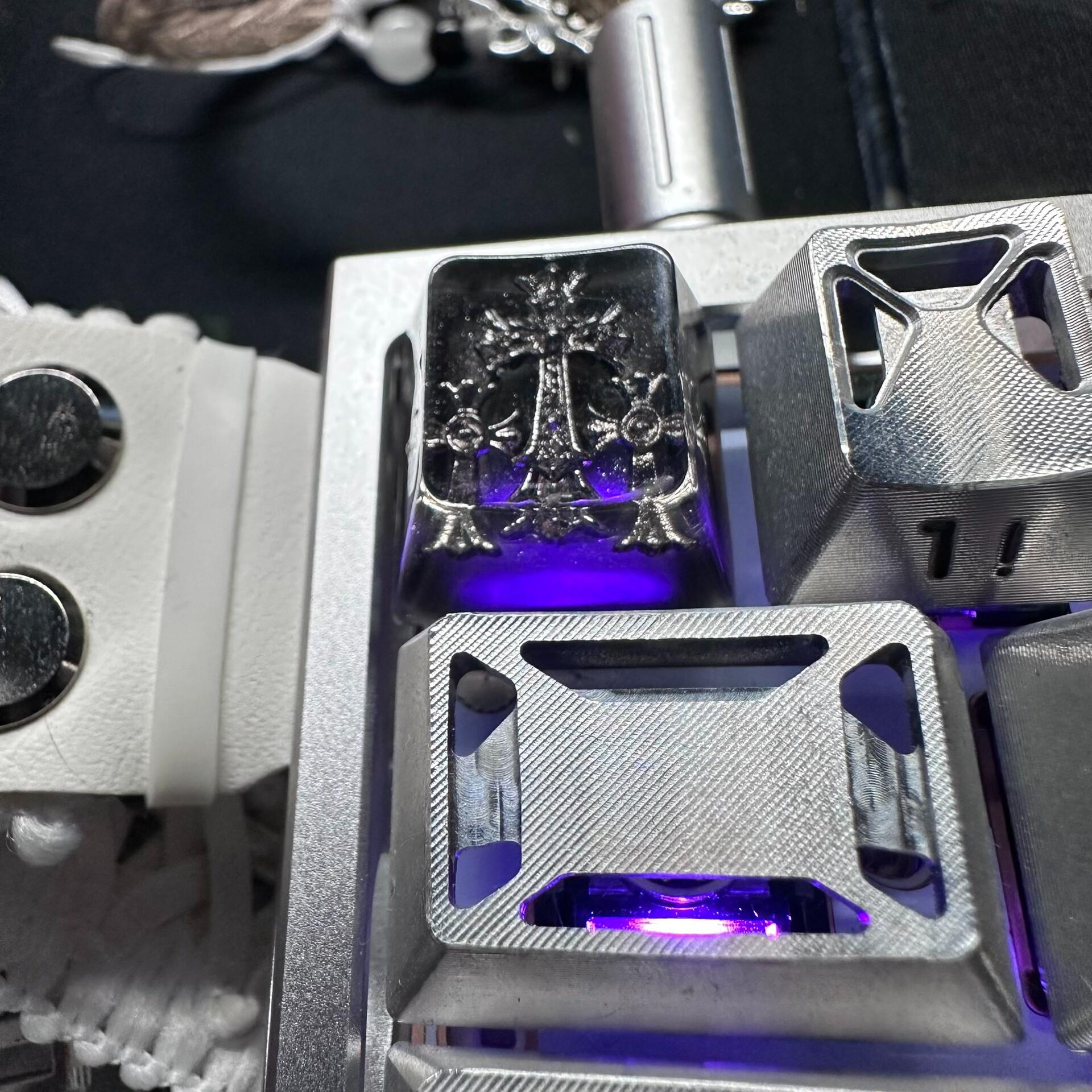 Handcrafted Transparent Resin Keycap With Silver Gothic Cross, Custom ...