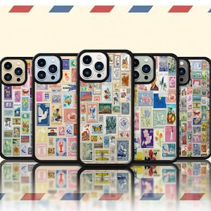 Kolaż Vintage Postmarks MagSafe Phone Case | Etui na telefon Stamp Aesthetic | Retro Travel Postcard Gift | iPhone 16 15 | Samsung S24 S23 S22