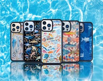Tropical Fish Collage Phone Case, Underwater Art, Hybrid or Sticker Style