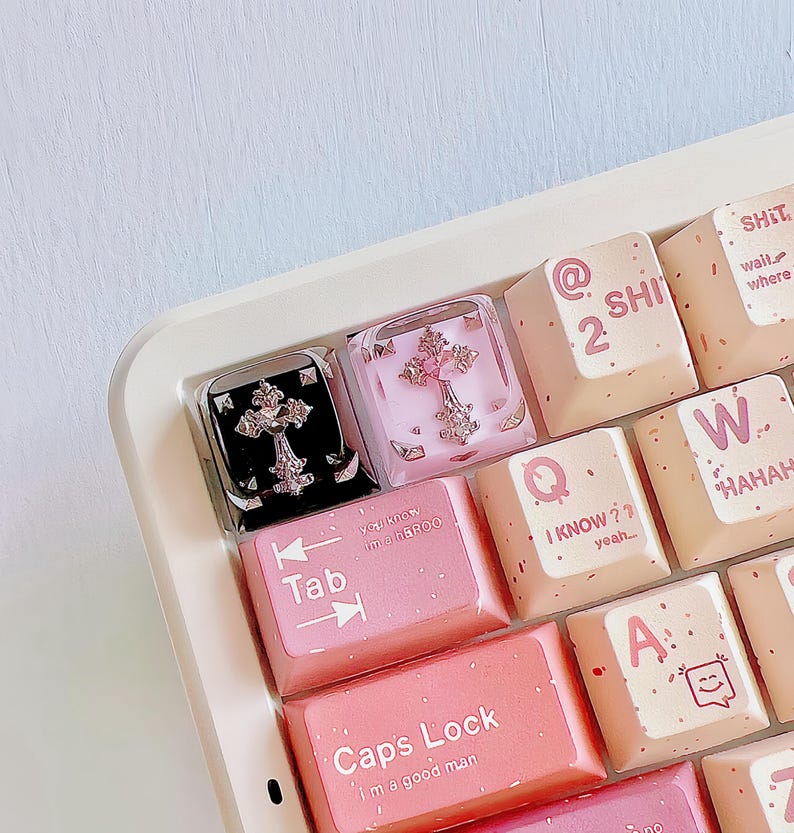 Kawaii Resin Keycap: Heart Bow, Gothic Pink Artisan Keycap for Cherry ...