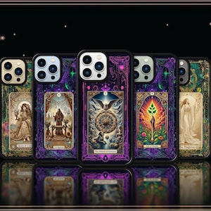 Funda para teléfono con cartas del tarot para iPhone 16, 15, 14, 13, Pro Max, 12, Mini, XR, 7, 8, SE 2022, S25, S24, Urban Flair