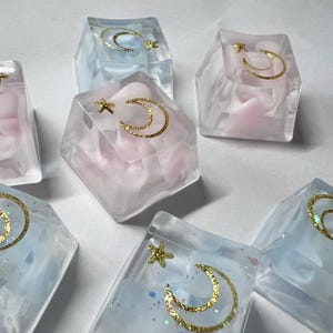 Moon star artisan keycap, kawaii pastel resin keycap, cloud custom r4 keycap, cherry mx compatible, celestial keyboard gift