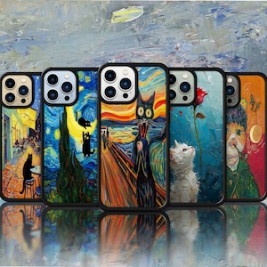 Whimsical Van Gogh Oil Painting Cute Cat Meme Phone Case – iPhone 16 Pro Max, 15 Plus, 14, 13, 12 & Samsung S25, S24, A56, A55, Pixel 9