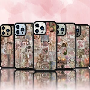 Coquette Collage Phone Case, Cool girl Phone Case Sticker collage Pink aesthetic Cover for,iPhone 16 15 Pro Max 8 Plus X,Samsung Galaxy S24