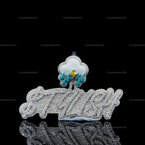 Pingente de Hip Hop com Letra Personalizada, Personalize Sua Letra da Sorte, Pingente de Nome de Hip Hop Masculino, Pingente de Moissanite, Joias de Hip Hop Ice Out