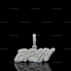 Pingente de Hip Hop com Número Personalizado, Personalize Sua Letra da Sorte, Pingente de Número de Hip Hop Masculino, Pingente de Moissanite, Joias de Hip Hop Ice Out