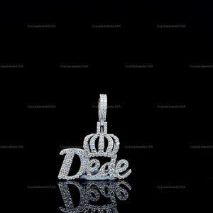 Customized Iced Out Queen Name VVS Moissanite Pendant In 925 Sterling Silver, Custom Letter Name Moissanite Pendant, Silver Hip Hop Pendant