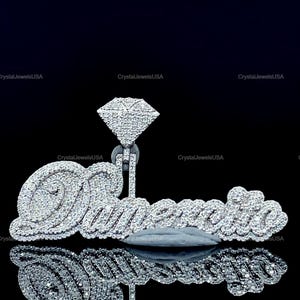 VVS Moissanite Iced out Custom Pendant, Silver Hip Hop VVS Moissanite Ladies Pendant, Custom Letter Name VVS Moissanite Pendant for her