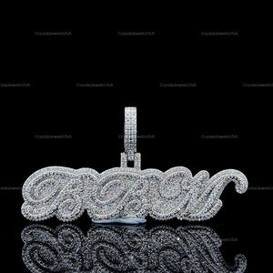 Pingente de Hip Hop com Letra Personalizada, Personalize Sua Letra da Sorte, Pingente de Nome de Hip Hop Masculino, Pingente de Moissanite, Joias de Hip Hop Ice Out