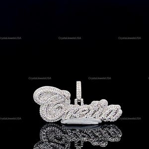 VVS Moissanite Iced out Custom Pendant, Silver Hip Hop VVS Moissanite Ladies Pendant, Custom Letter Name VVS Moissanite Pendant for her