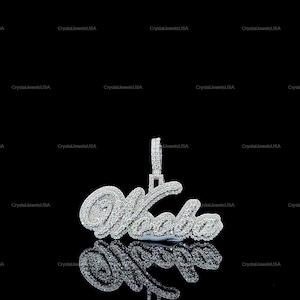 VVS Moissanite Custom Pendant for her, Custom Moissanite Pendant for Girlfriend, 925 Sterling Silver Hip Hop VVS Moissanite Letter Pendant