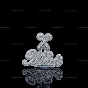 Pingente de Hip Hop com Número Personalizado, Personalize Sua Letra da Sorte, Pingente de Número de Hip Hop Masculino, Pingente de Moissanite, Joias de Hip Hop Ice Out