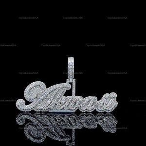 Pingente de nome de hip hop masculino, pingente de letra hip hop personalizado, personalize sua letra da sorte, pingente de moissanita, joias hip hop Ice Out