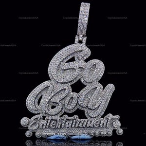 Pingente de Hip Hop com Número Personalizado, Personalize Sua Letra da Sorte, Pingente de Número de Hip Hop Masculino, Pingente de Moissanite, Joias de Hip Hop Ice Out